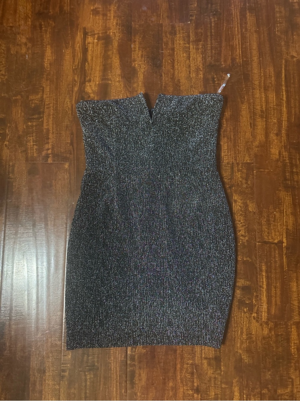 Kendall & Kylie Metallic Strapless Bodycon Dress in Black